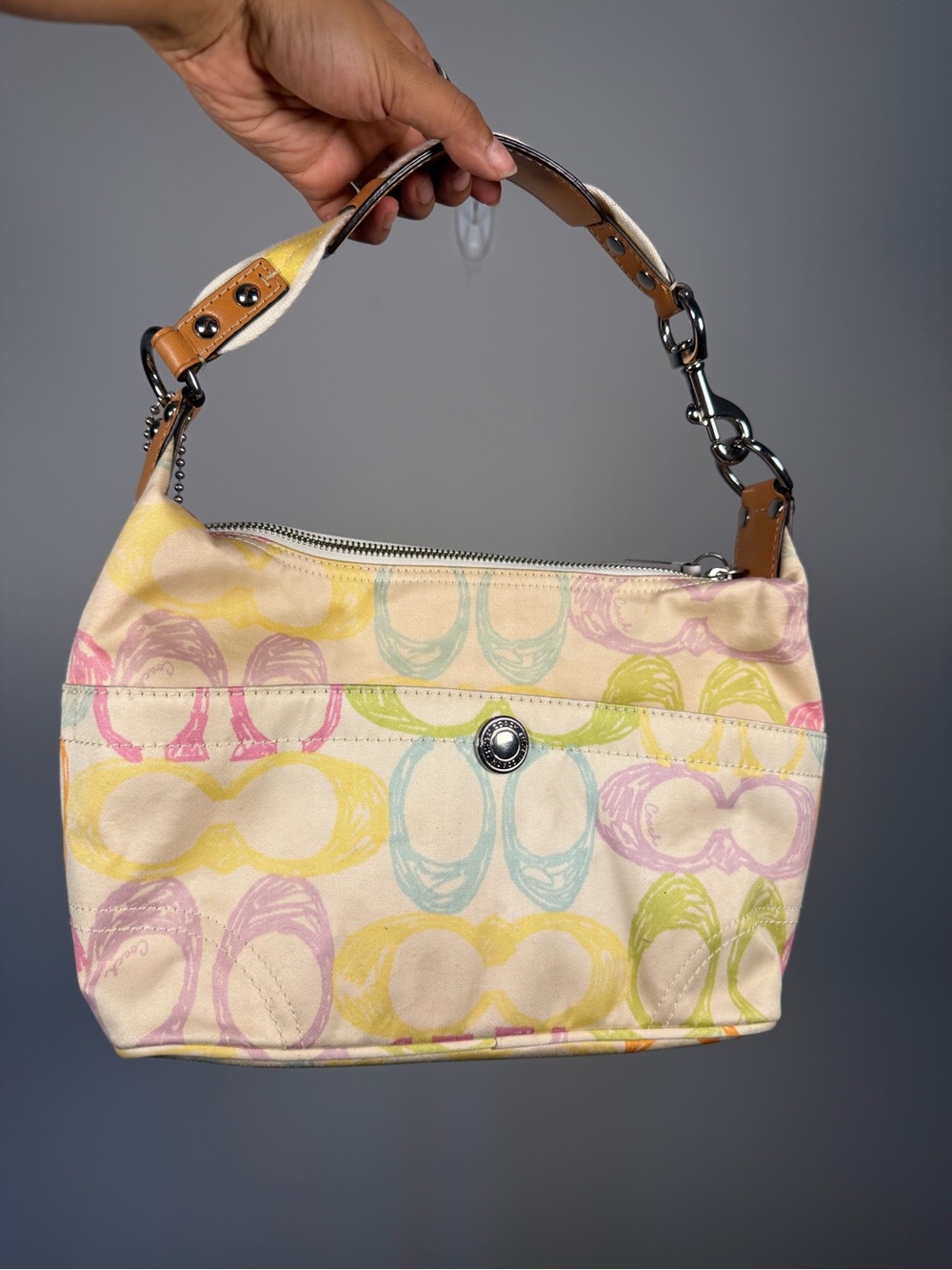 Coach Multicolor Flat Print Shoulder Bag Y2K F11622